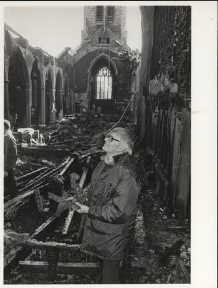 Aftermath of the fire at St. James' Anglican Church on Melville Street